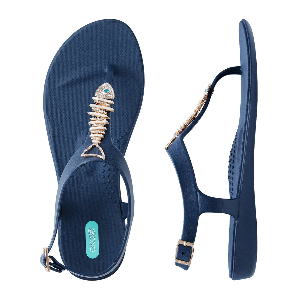 Ariel T - Strap Sandals - Sapphire - Oka - B